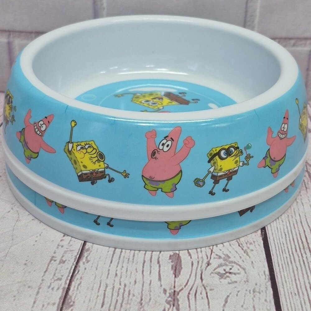 SpongeBob SquarePants Pet Bowl Dog Cat Food‎ Water Dish, Blue, 7in Dia, Lot Of 2 - Picture 5 of 5